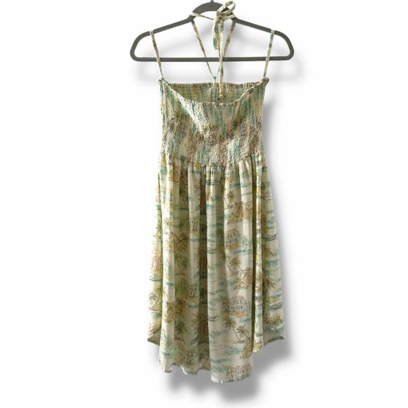Raya Sun Pastel Yellow Halter Tropical Patterned Sundress Women’s Size XL Vacay - Picture 2 of 16